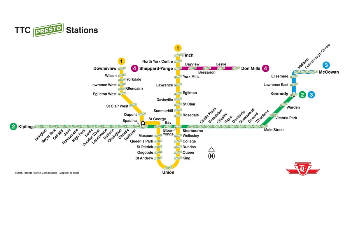 แผนที่ของทันใดนั้นเองสถานี TTC