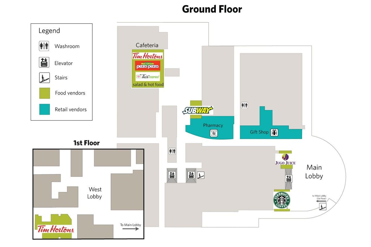 แผนที่ของทางเหนือนิวยอร์นายพลโรงพยาบาลอาหารการบริการโตรอนโต