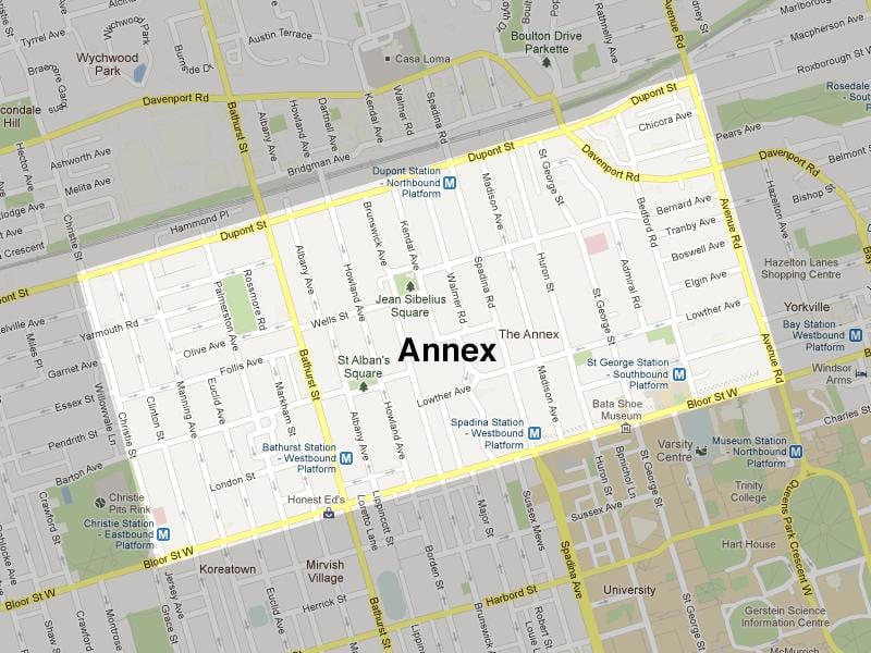แผนที่ของ Annex โตรอนโต