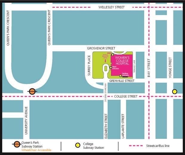 แผนที่ของผู้หญิงเป็นวิทยาลัยโรงพยาบาลโตรอนโต
