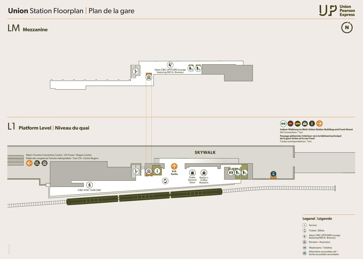 แผนที่ของสถานียูเนี่ยน mezzanine