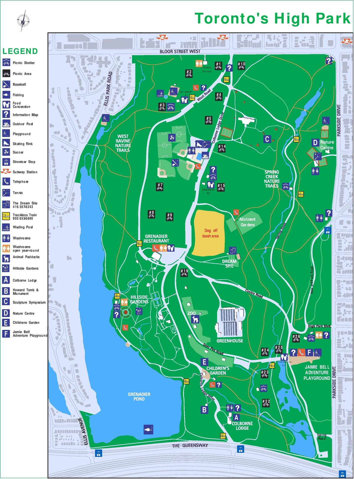 แผนที่ของไฮสวนสาธารณะตำนานโตรอนโต