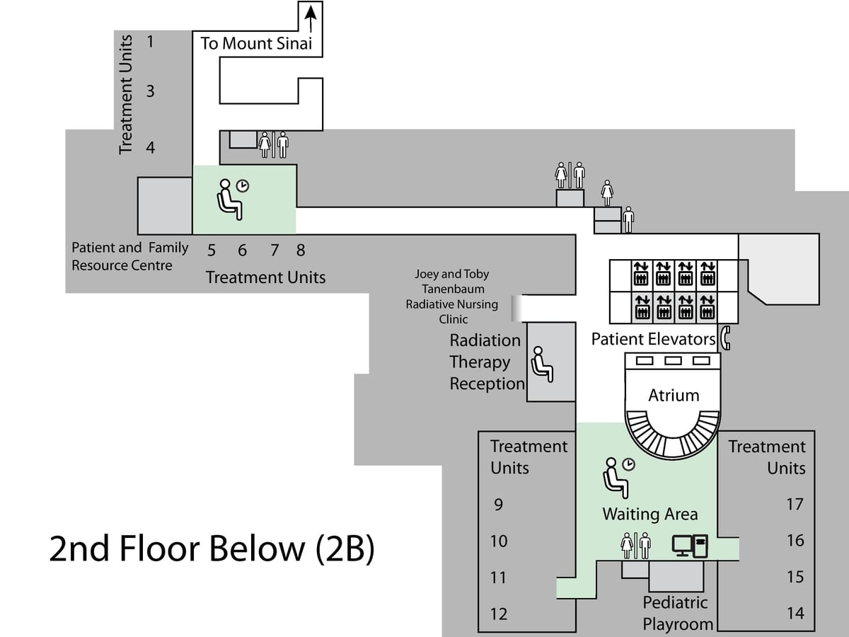 แผนที่ของเจ้าหญิงมาร์กาเร็ตเป็นมะเร็งศูนย์กลางโตรอนโต 2 บนพื้นด้านล่าง(B2)
