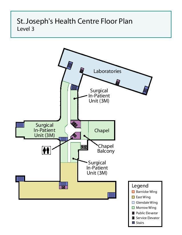 แผนที่ของเซนต์โจเซฟสุขภาพของศูนย์กลางโตรอนโตอยู่ในระดับ 3