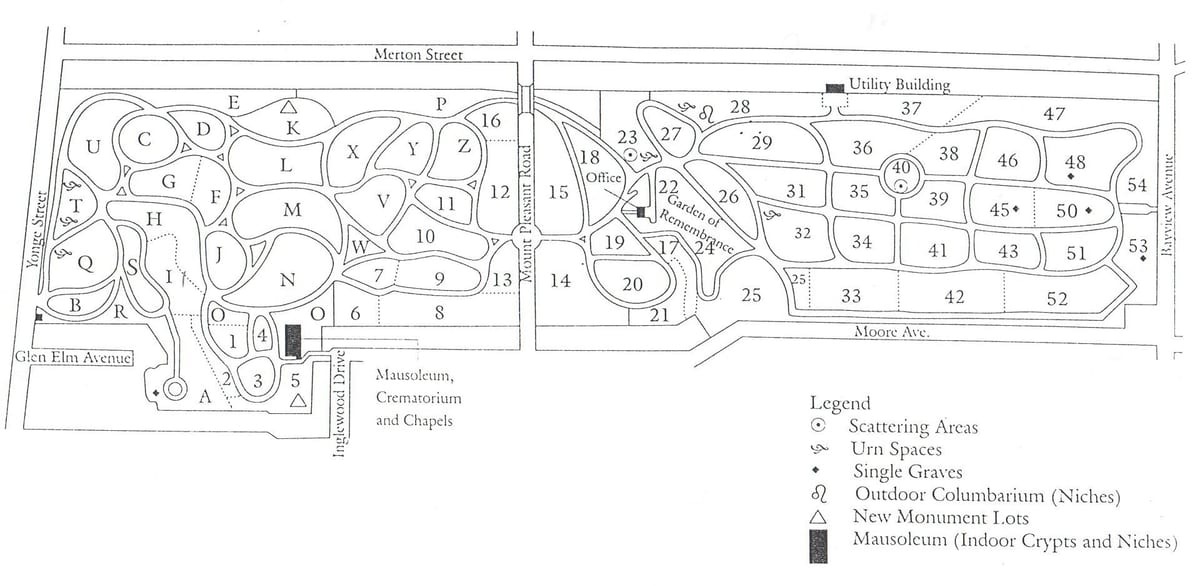 แผนที่ของเมาท์เพลเซนสุสาน