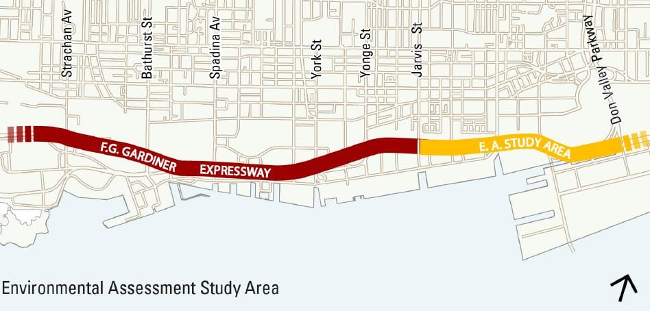 แผนที่โตรอนโตของการ์ดิเนอร์ครั expressway
