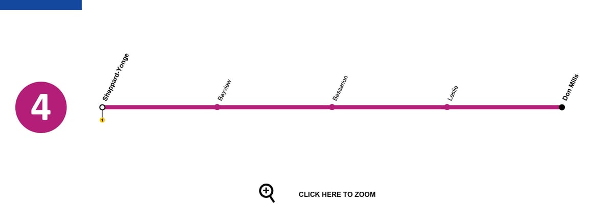 แผนที่ของโตรอนโตรถไฟใต้ดินสาย 4 Sheppard