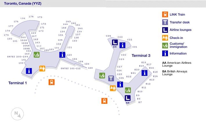 แผนที่ของโตรอนโตสนามบินประตู