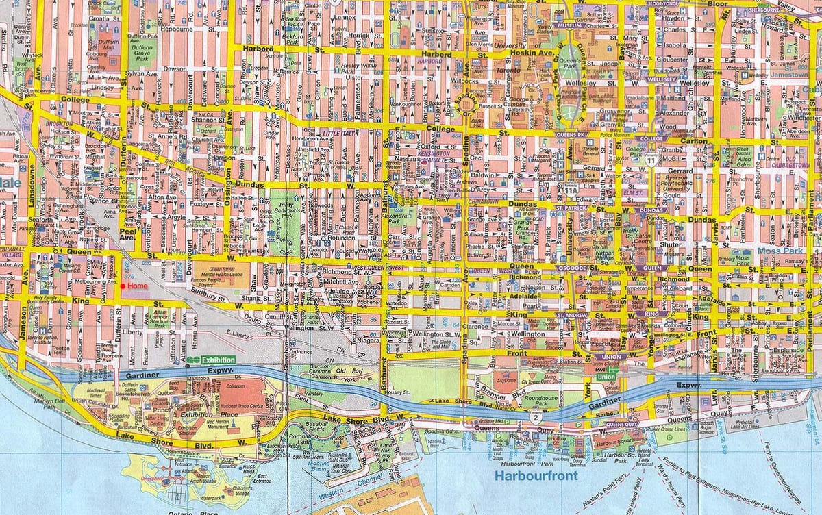 แผนที่โตรอนโตของเมืองแคนนาดา