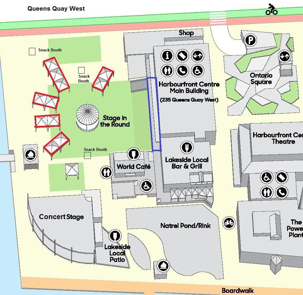 แผนที่ของโตรอนโต Harbourfront ศูนย์กลาง