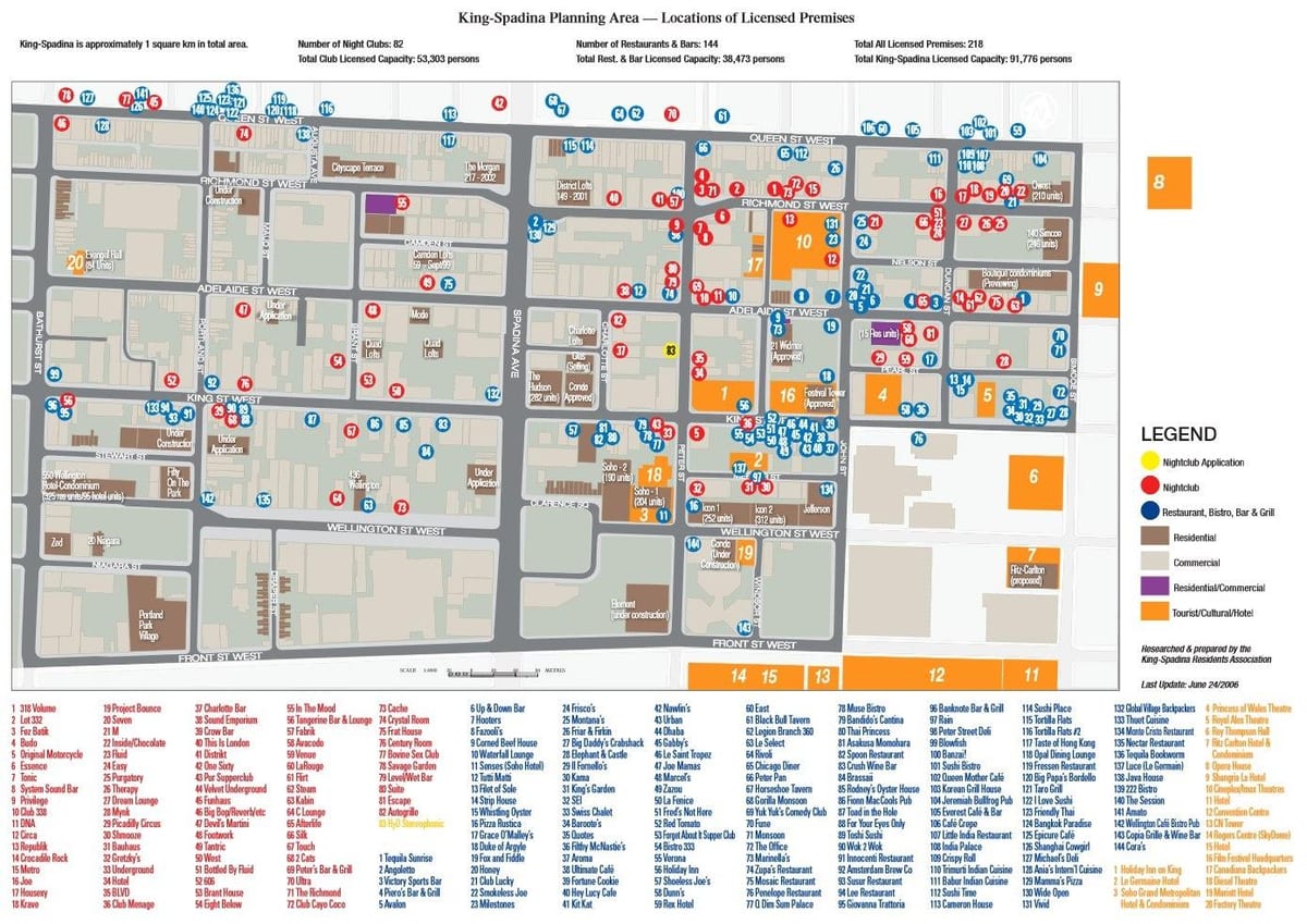 แผนที่ของความบันเทิงเขตโตรอนโตข้อมูล