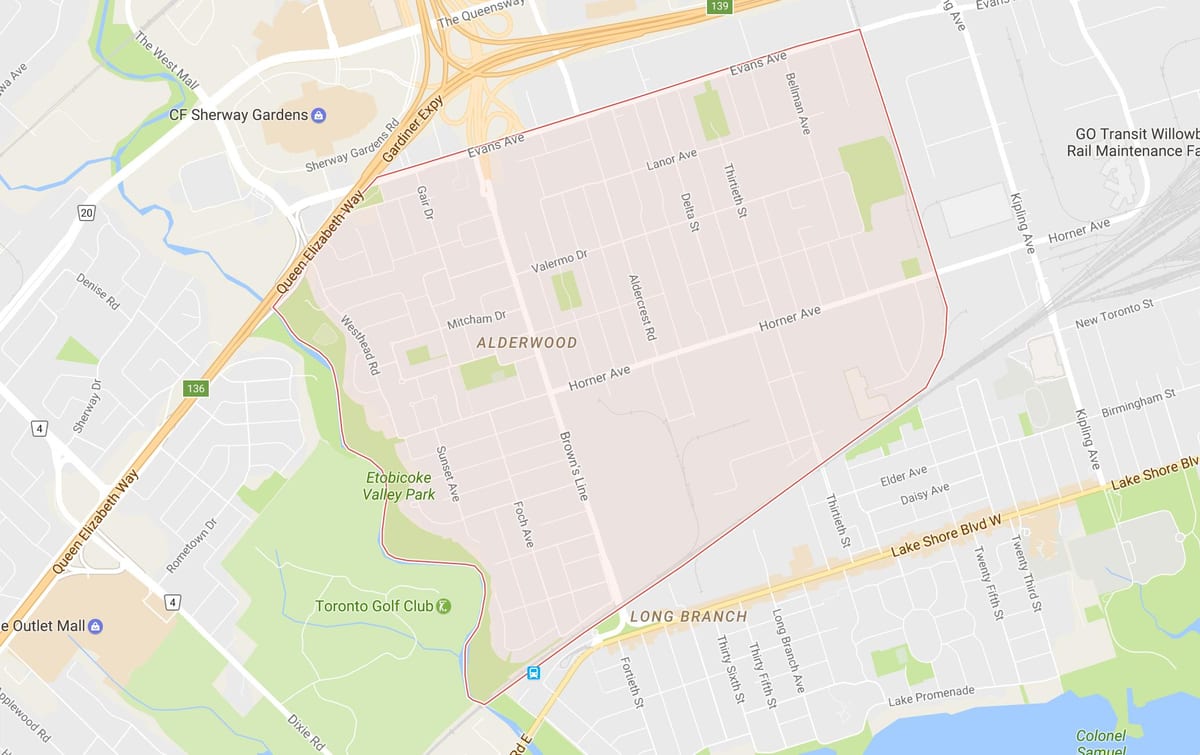 แผนที่ของ Alderwood Parkview เฝ้าระวังโตรอนโต
