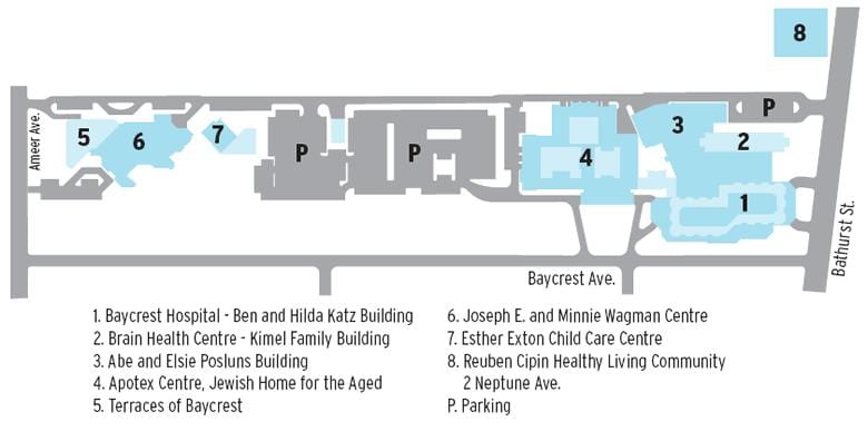 แผนที่ของ Baycrest สุขภาพของวิทยาศาสตร์