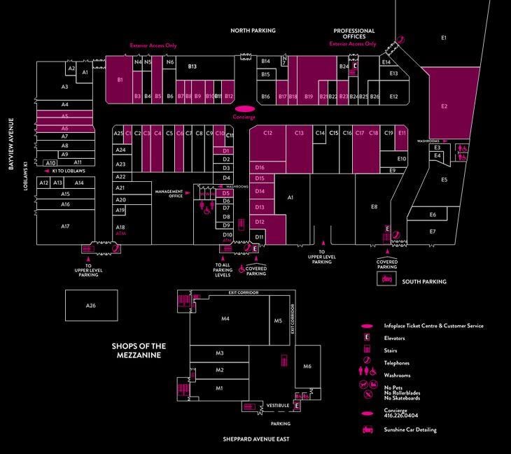 แผนที่ของ Bayview หมู่บ้านซื้อของศูนย์กลาง