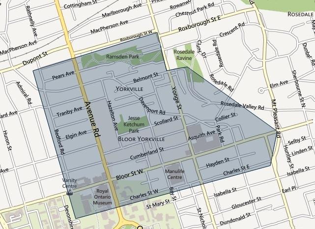 แผนที่ของ Bloor Yorkville