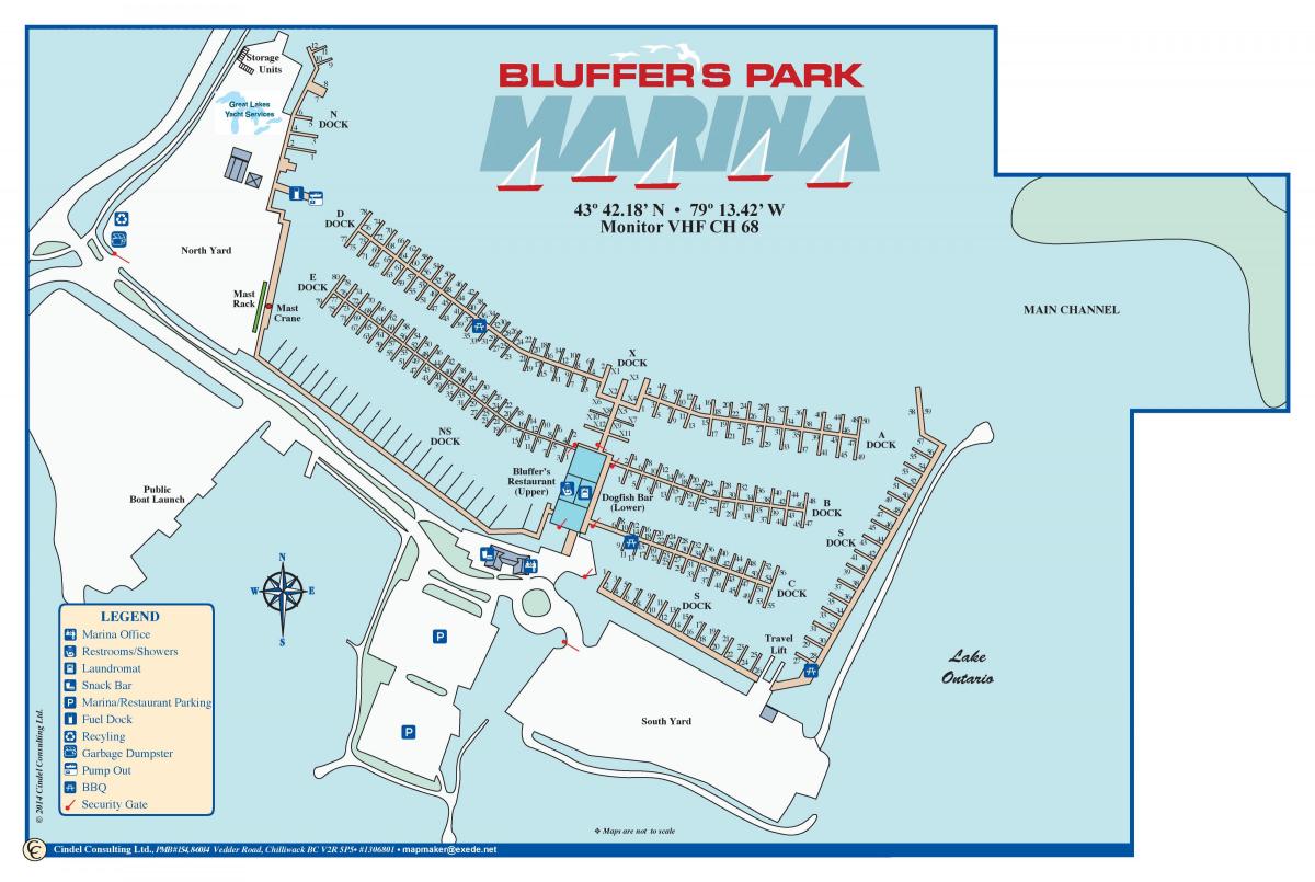 แผนที่ของ Bluffer นสวนท่าจอดเรือ