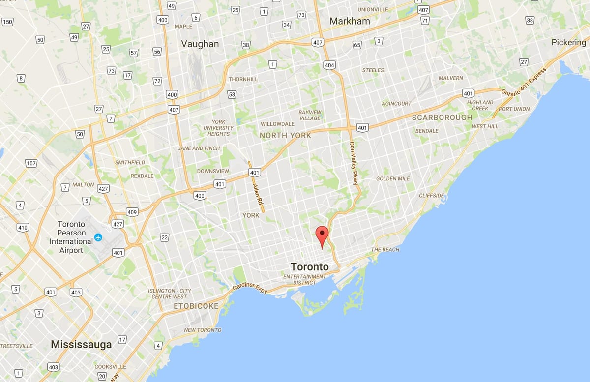 แผนที่ของ Cabbagetown เขตโตรอนโต