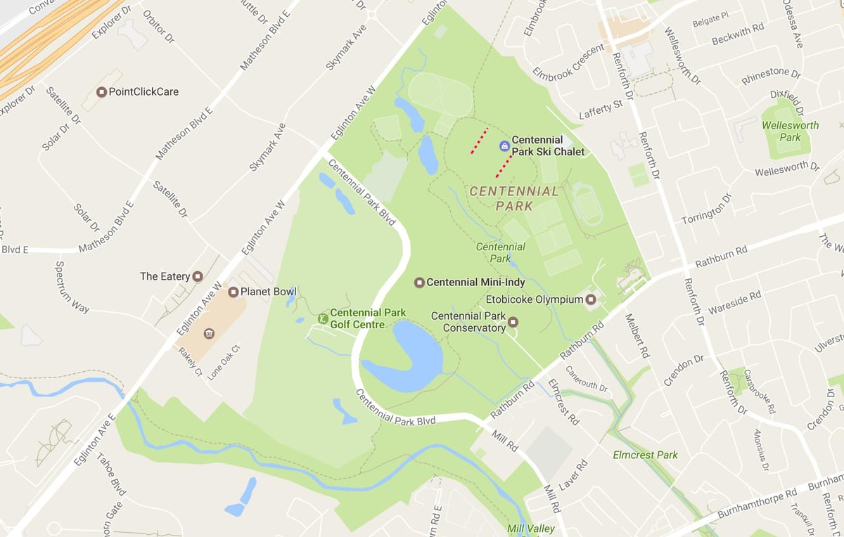 แผนที่ของ Centennial วนสาธารณะเฝ้าระวังโตรอนโต