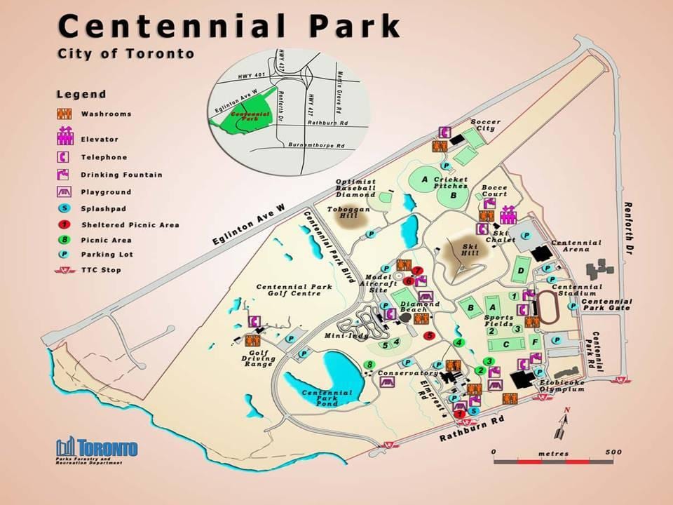 แผนที่ของ Centennial วนสาธารณะเรือนกระจกโตรอนโต