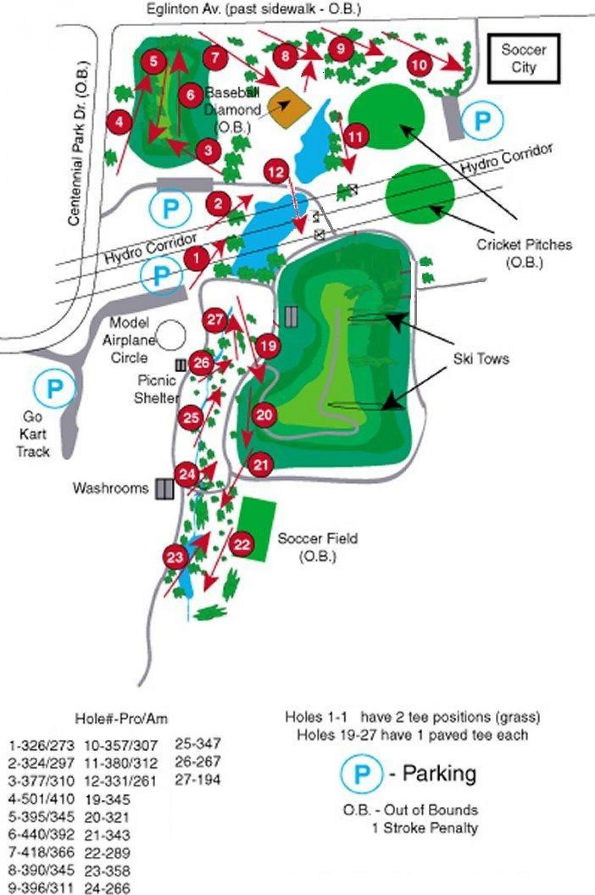 แผนที่ของ Centennial สวนสนามกอล์ฟจาโตรอนโต