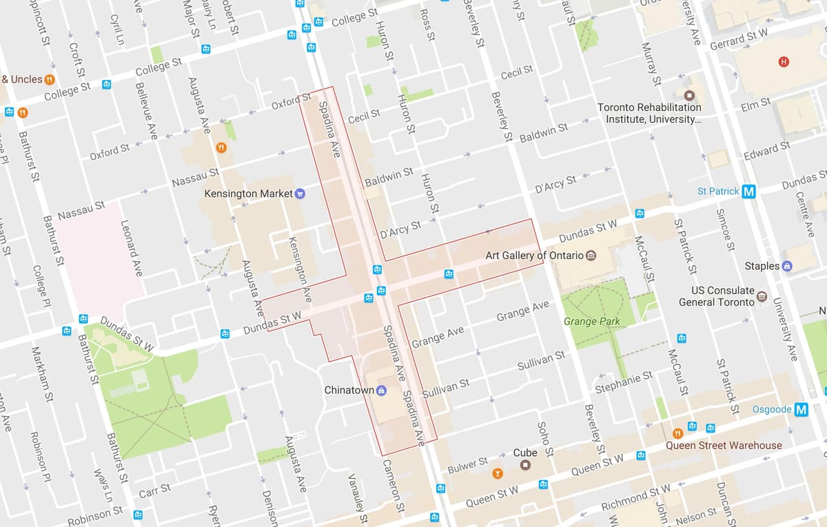 แผนที่ของ Chinatown เฝ้าระวังโตรอนโต