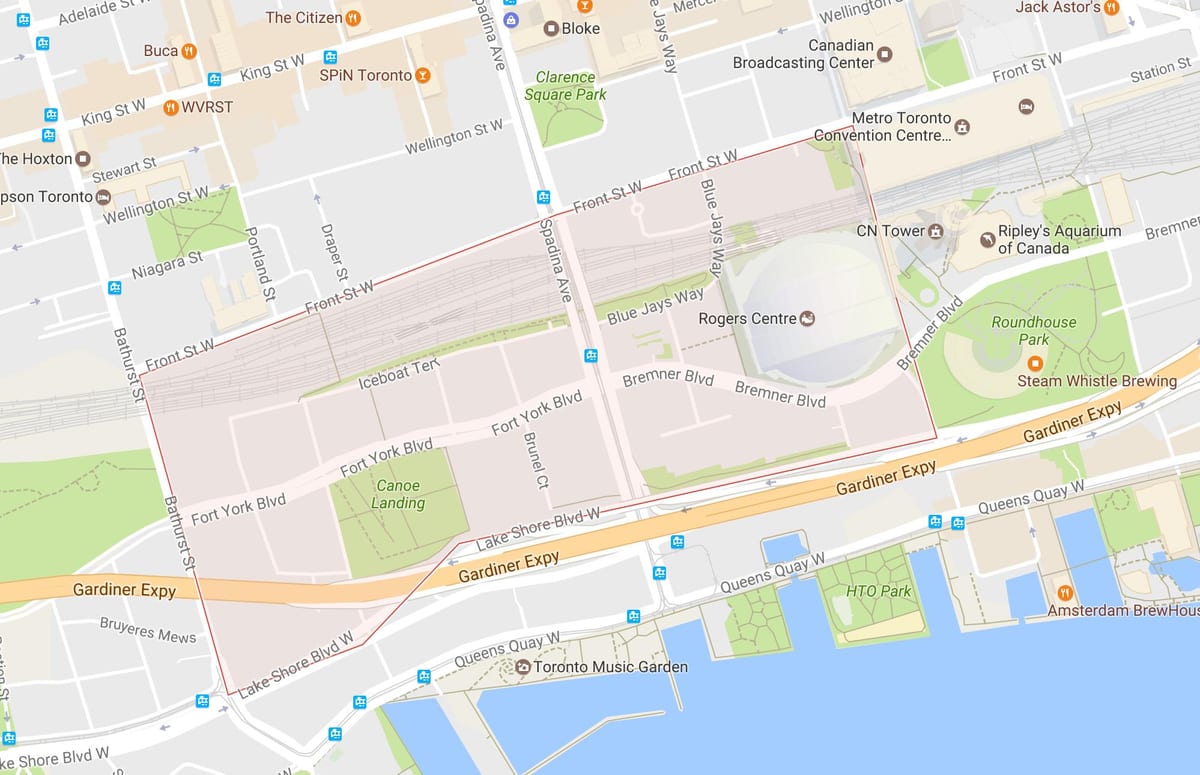 แผนที่ของ CityPlace เฝ้าระวังโตรอนโต