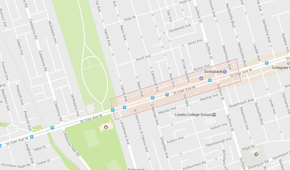 แผนที่ของ Corso อิตาลีเลเฝ้าระวังโตรอนโต