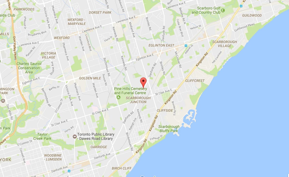 แผนที่ของ Danforth ถนนโตรอนโต