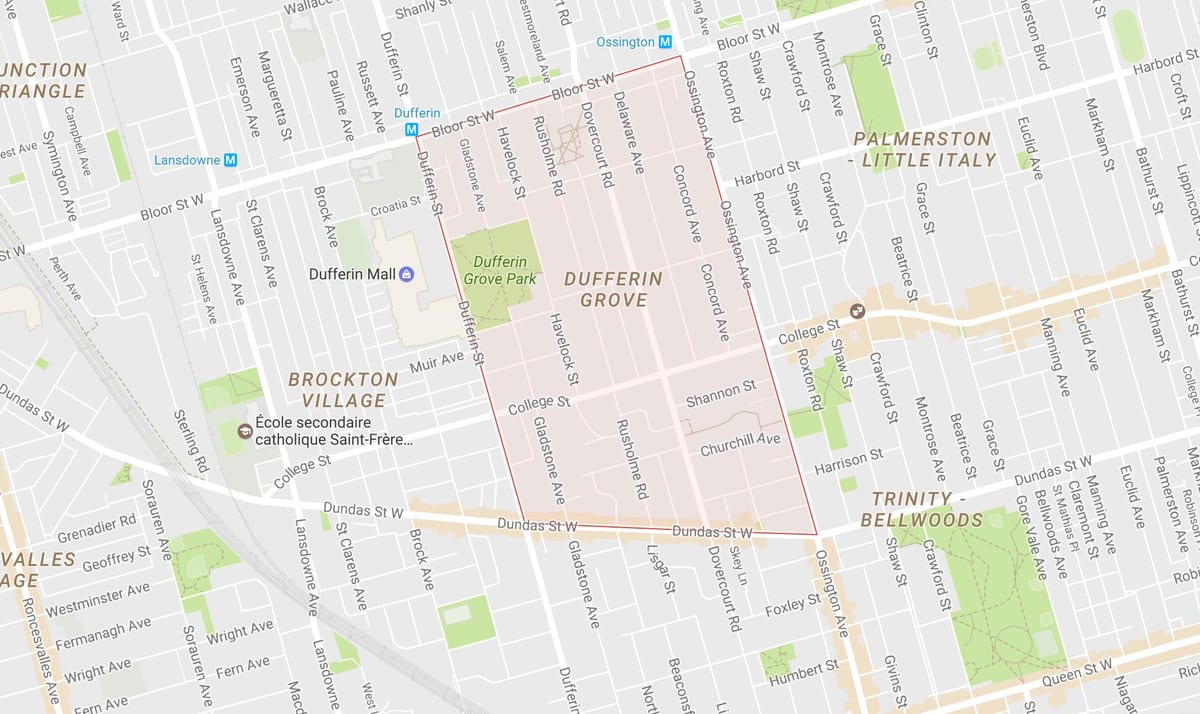 แผนที่ของ Dufferin ป่าแถวบ้าโตรอนโต