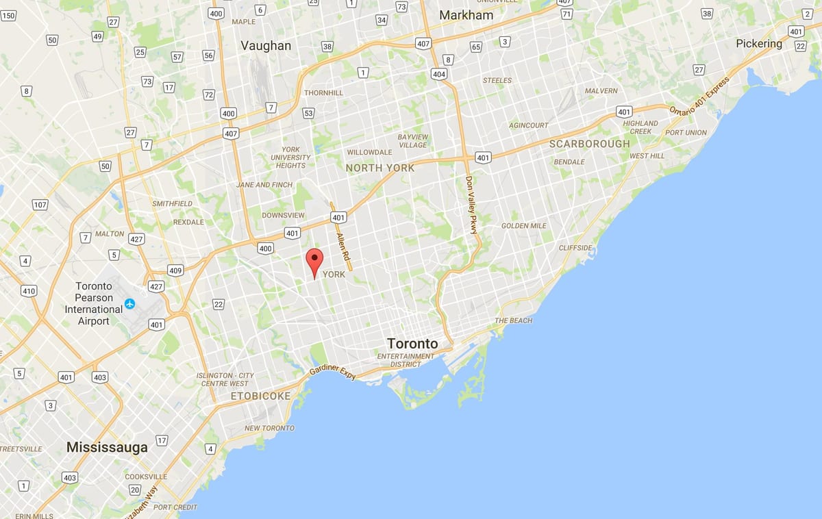แผนที่ของ Eglinton ทางตะวันตกเขตโตรอนโต