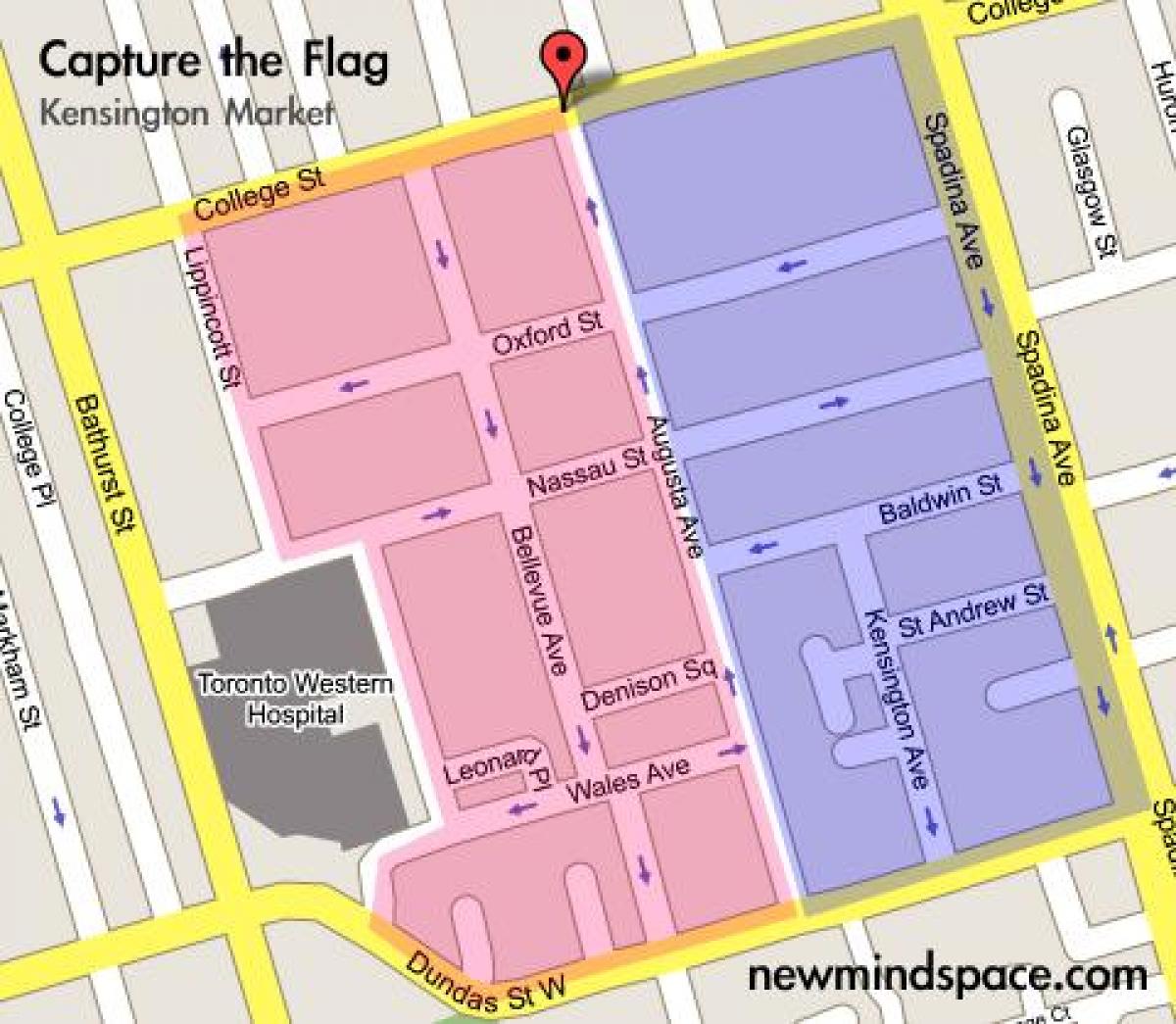 แผนที่ของ Kensington ตลาดกลางเมืองโตรอนโต