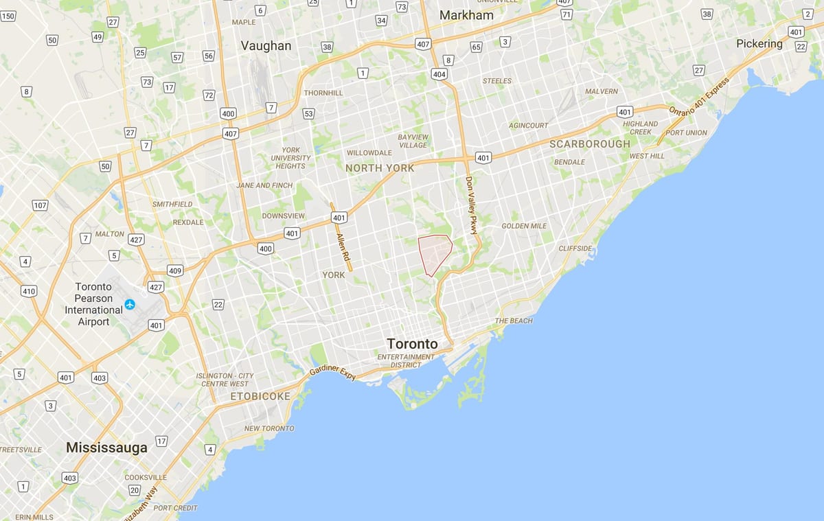 แผนที่ของ Leaside เขตโตรอนโต