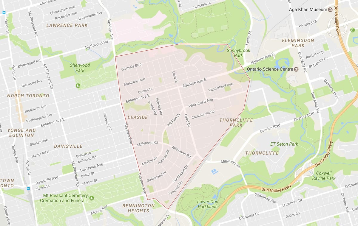 แผนที่ของ Leaside เฝ้าระวังโตรอนโต