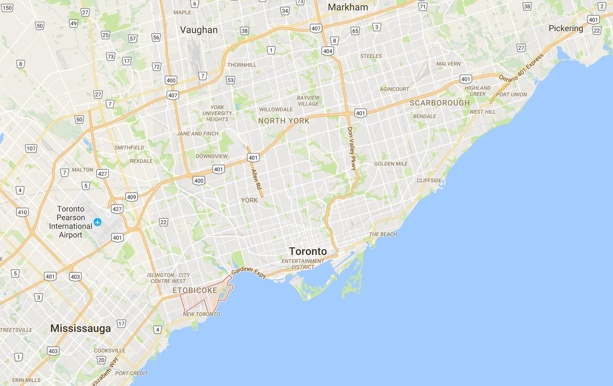 แผนที่ของ Mimico เขตโตรอนโต