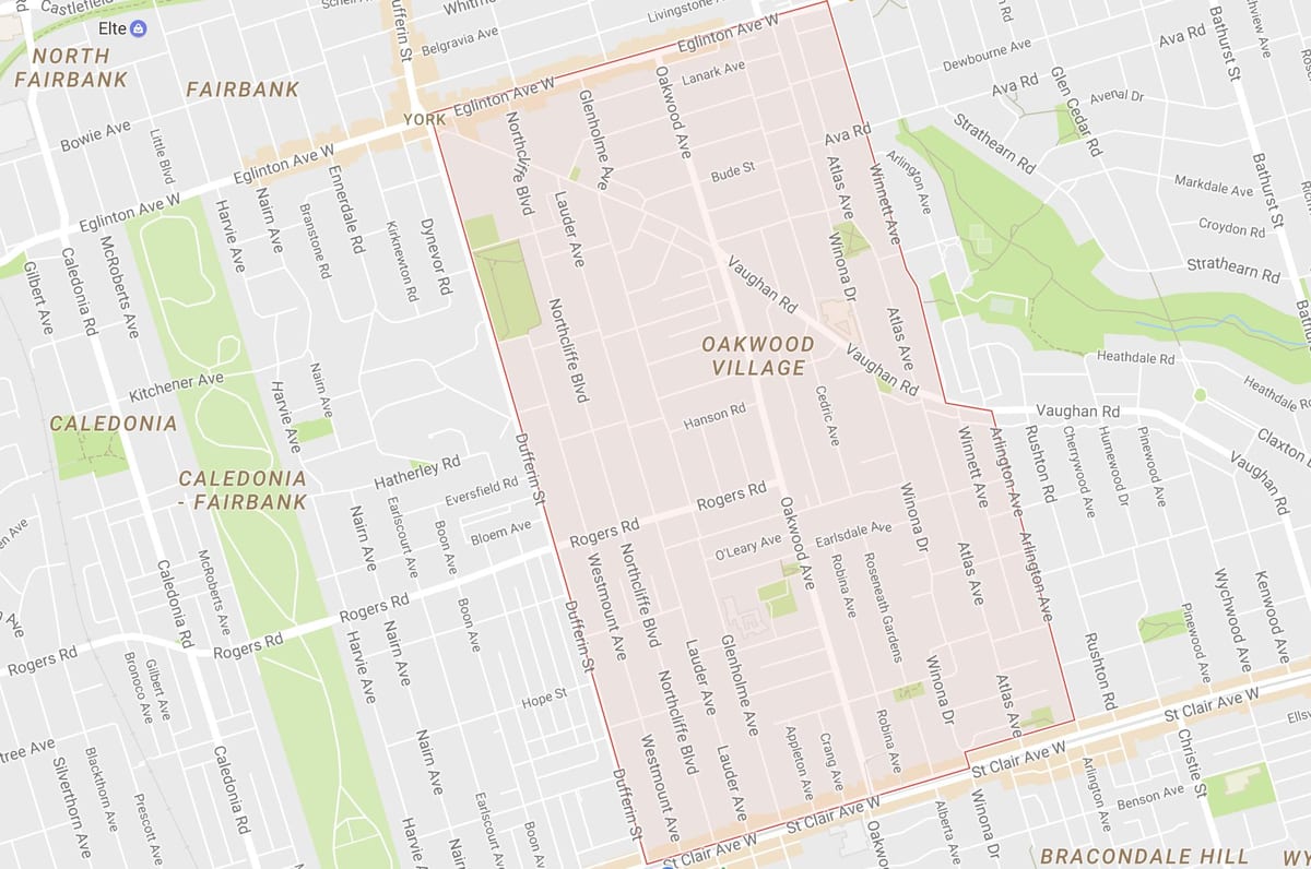 แผนที่ของ Oakwood–Vaughan เฝ้าระวังโตรอนโต