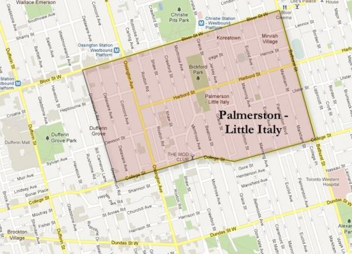 แผนที่ของ Palmerston น้อยอิตาลีโตรอนโต