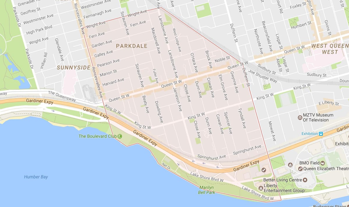แผนที่ของ Parkdale เฝ้าระวังโตรอนโต