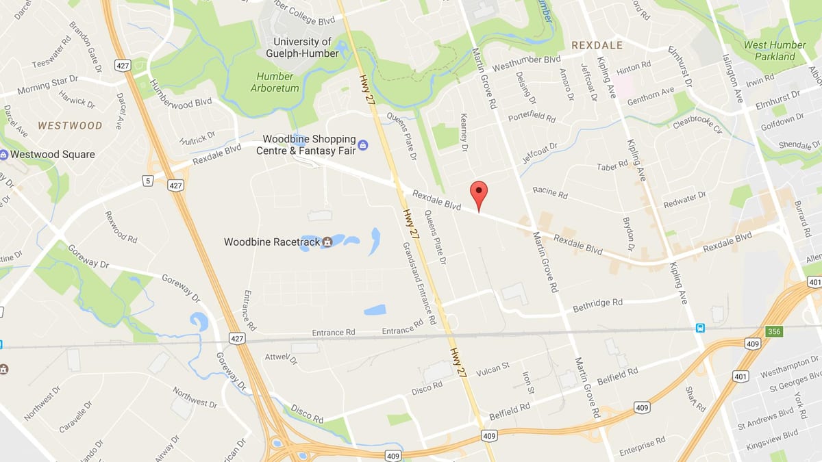 แผนที่ของ Rexdale องเมืองโตรอนโต