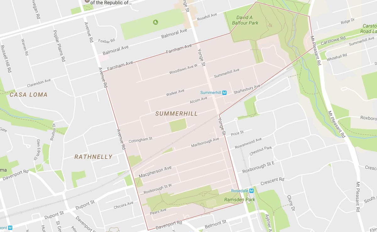 แผนที่ของ Summerhill เฝ้าระวังโตรอนโต