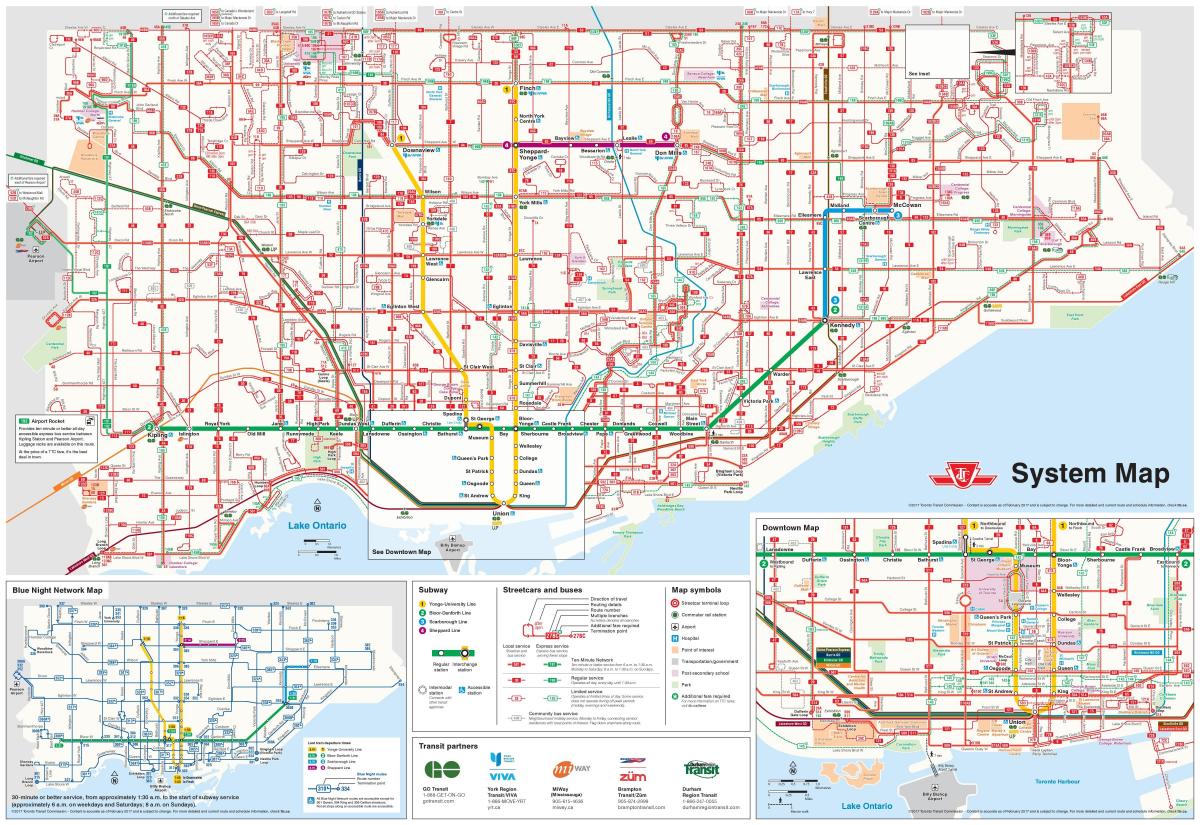 แผนที่ของ TTC เส้นทางรถบัส
