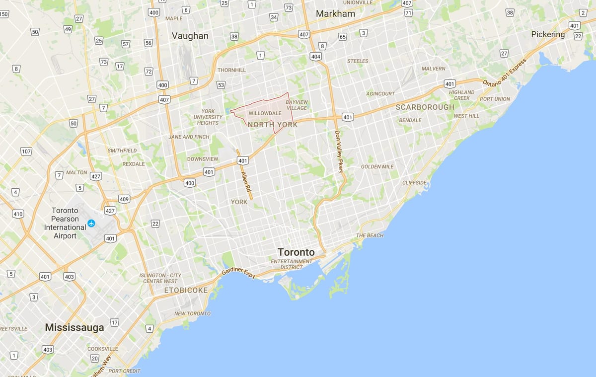 แผนที่ของ Willowdale เขตโตรอนโต