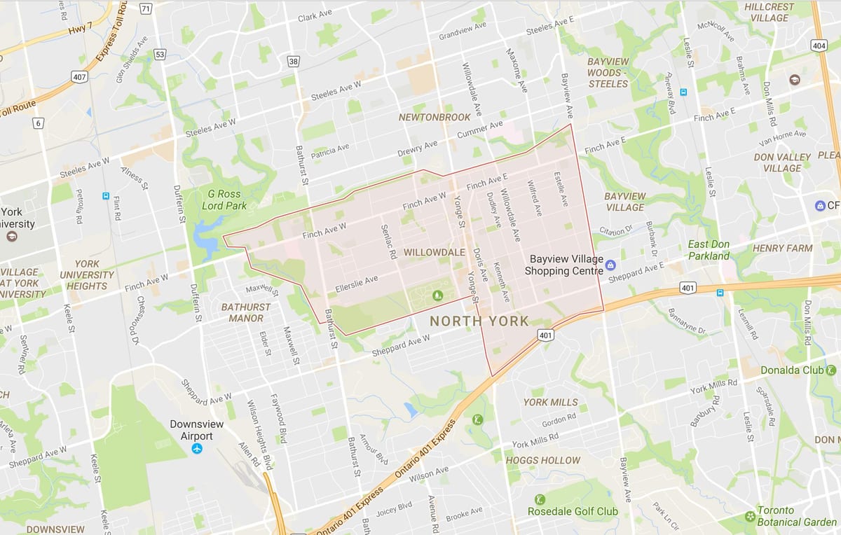 แผนที่ของ Willowdale เฝ้าระวังโตรอนโต