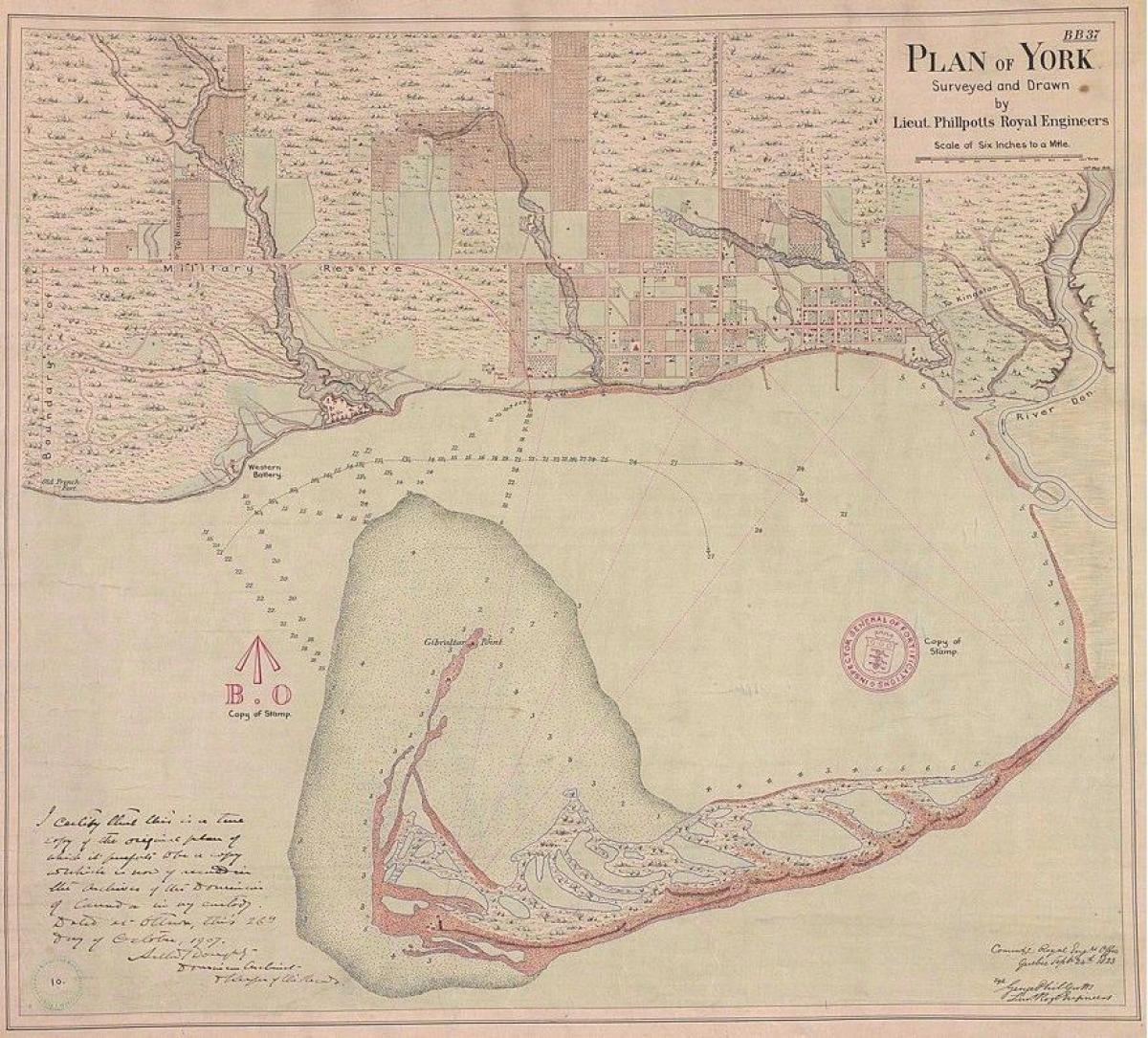 แผนที่ของดินแดนแห่งนิวยอร์กโตรอนโต 1787-1884