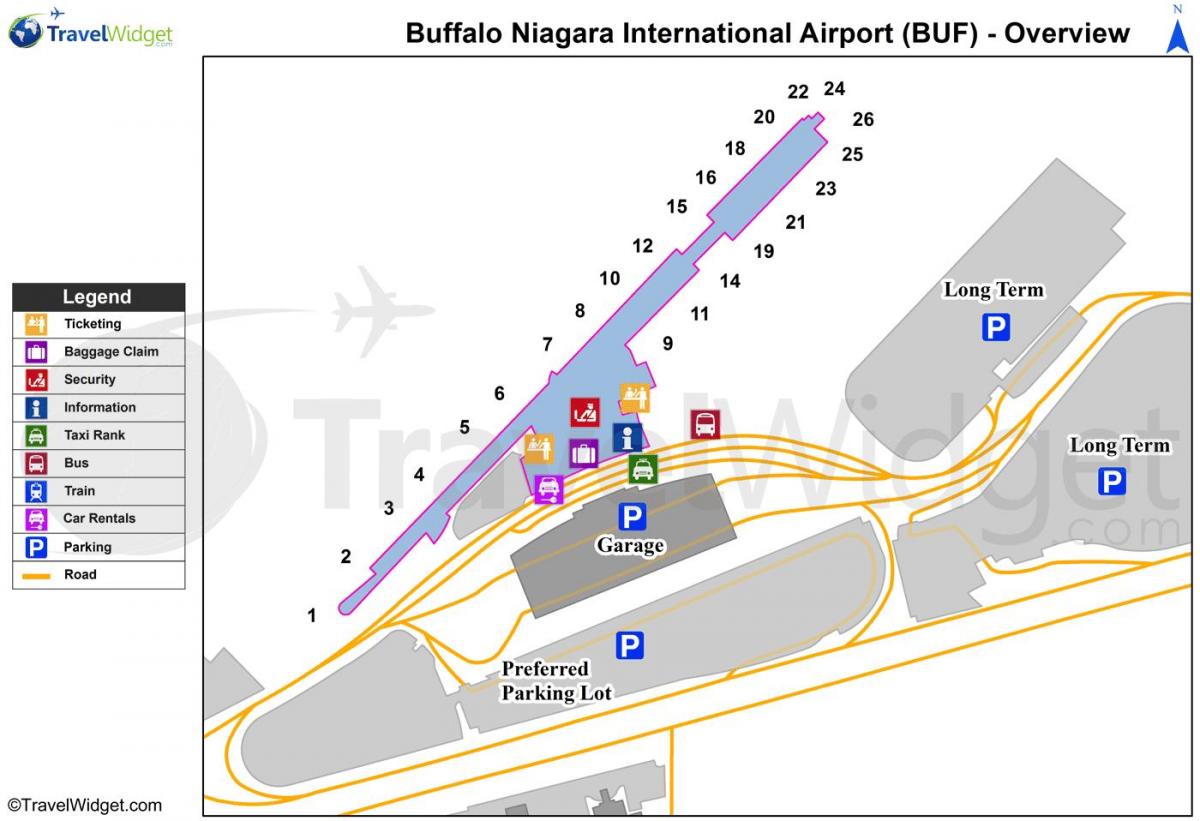 แผนที่ของบัฟฟาโล Niagara สนามบิน