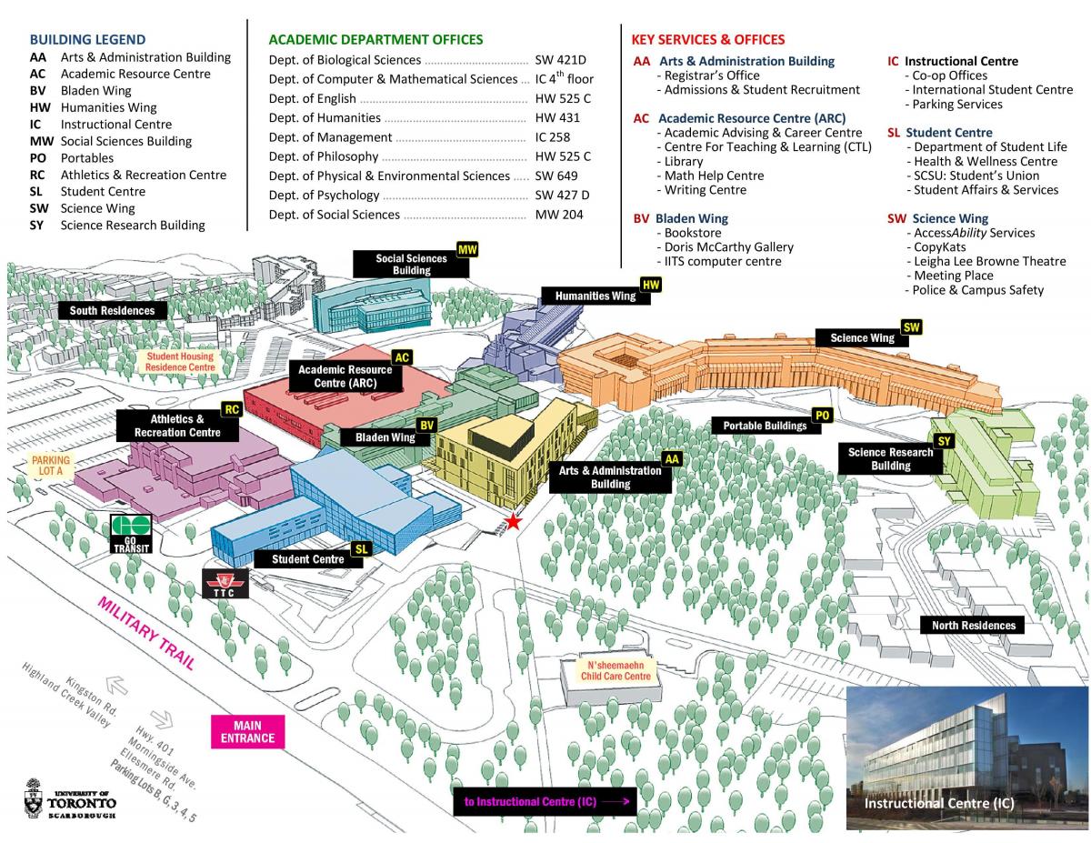 แผนที่ของมหาวิทยาลัยของโตรอนโต Scarborough มหาวิทยาลัย