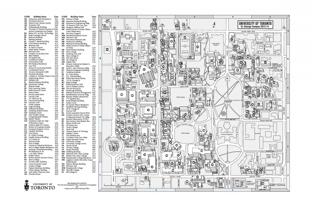 แผนที่ของมหาวิทยาลัยของโตรอนโตเซ Georges มหาวิทยาลัย