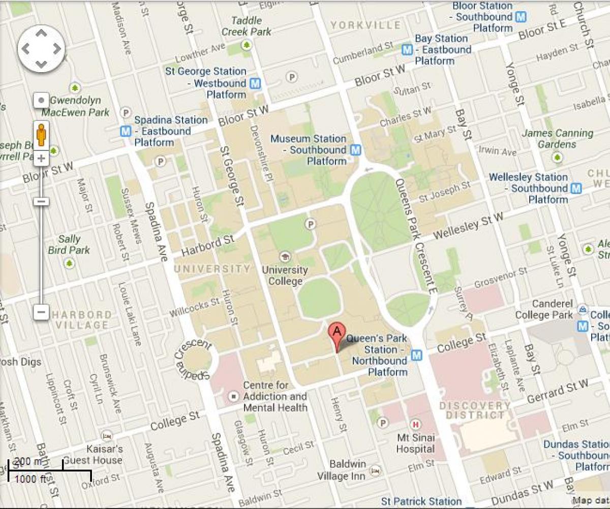 แผนที่ของมหาวิทยาลัยของโตรอนโตเซนต์จอร์จ