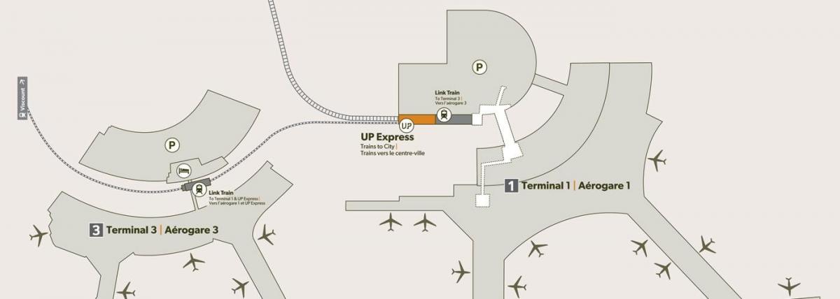แผนที่ของสนามบินเพียร์สันสถานีรถไฟ
