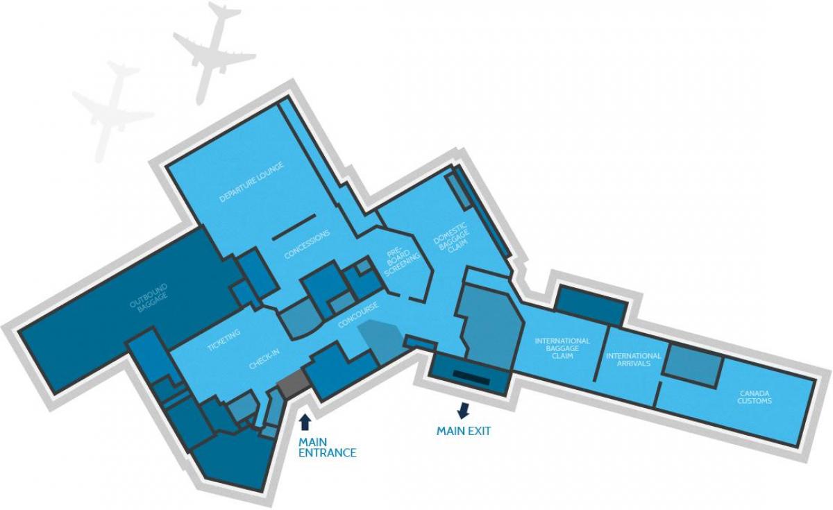 แผนที่ของแฮมิลตันสนามบินเทอร์มินัล