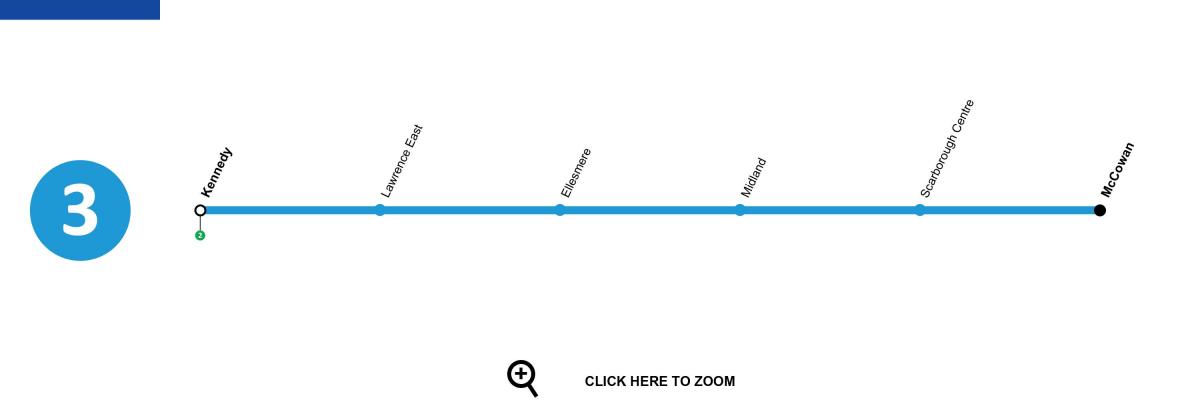 แผนที่ของโตรอนโตรถไฟใต้ดินสาย 3 Scarborough RT